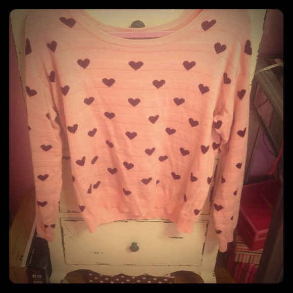 ⛔SOLD⛔ Forever 21 Pink and Brown Hearts Sweater