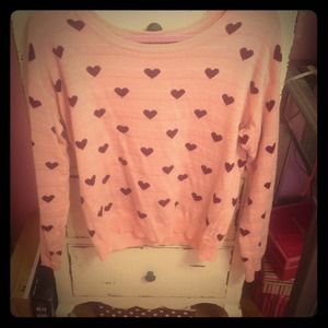 ⛔SOLD⛔ Forever 21 Pink and Brown Hearts Sweater