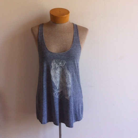 American Apparel Tops - Great horned owl grey racerback tank sz L