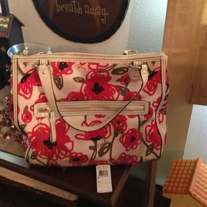 Authentic Coach bag.  Red poppy floral