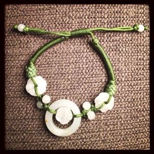 Green Jade Flower Carved Bracelet