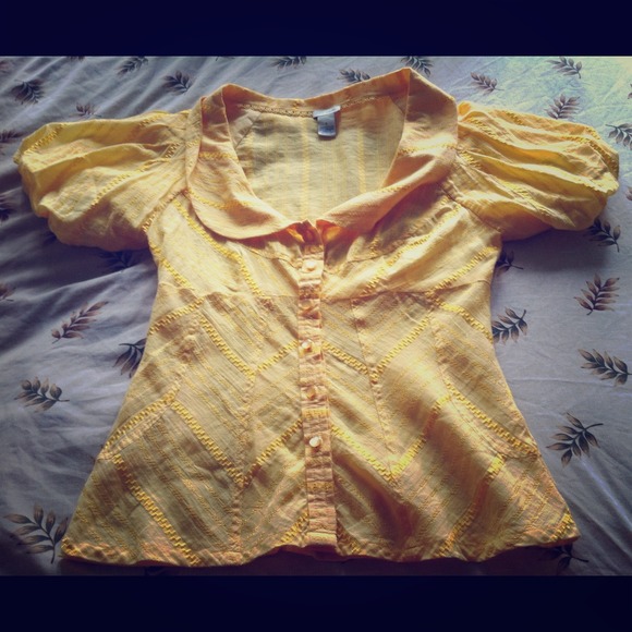 Anthropologie Odille Yellow Peter Pan Blouse