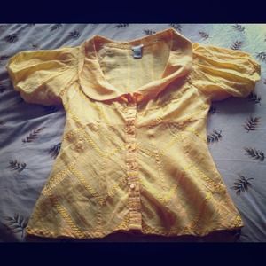 Anthropologie Odille Yellow Peter Pan Blouse