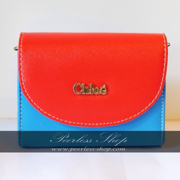 Chloe sling purse in red & blue