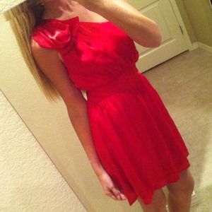 Red one shoulder dress