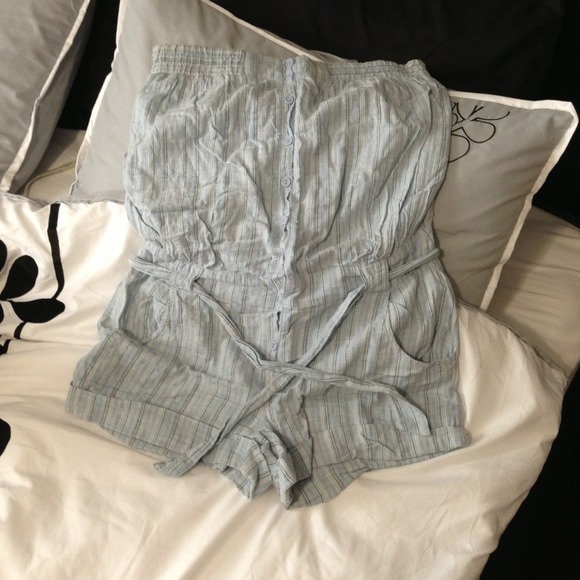 Baby blue striped romper!