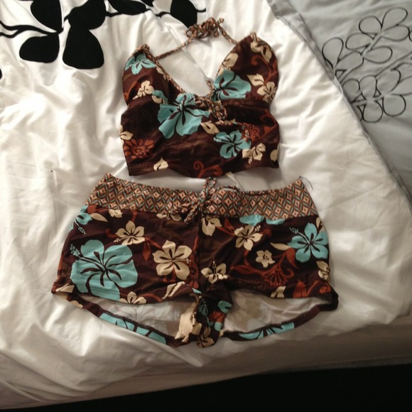 Brown floral bathing suit!
