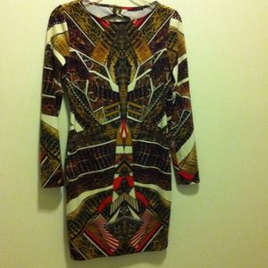 Python print long sleeves shift dress.