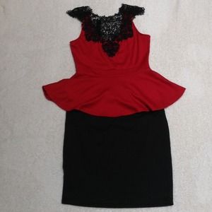 Beautiful Red Peplum Top with Bow
