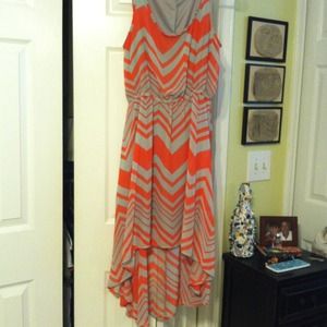 Orange and grey high low chevon
