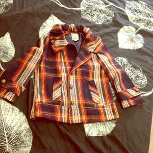 Navy plaid retro cropped coat from Tulle