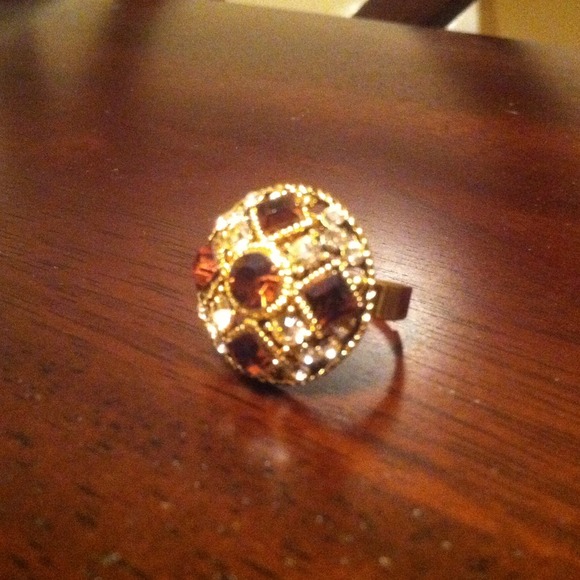 Gold & Brown Smoky Quarts Ring - Picture 1 of 4