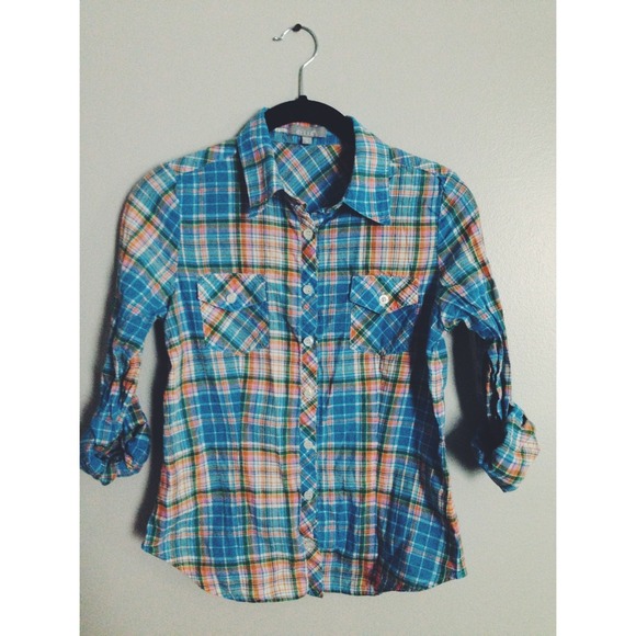 ❌SOLD❌Blue/Orange/Pink Flannel 💖