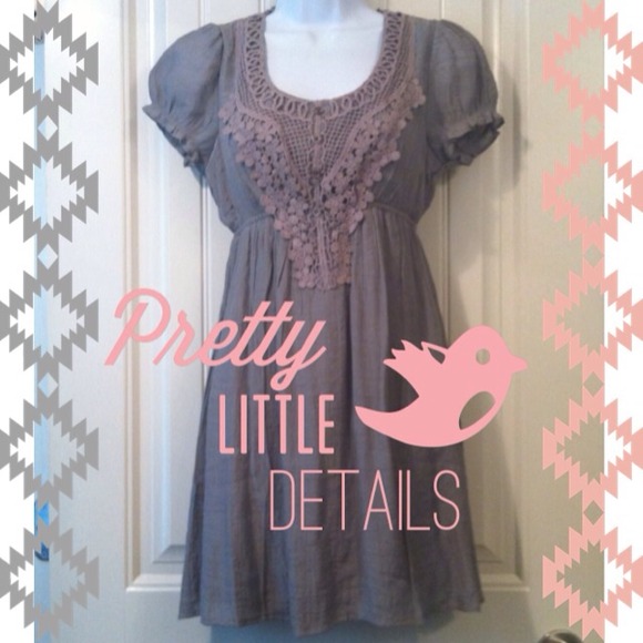 Blue Bird Dresses & Skirts - RESERVED Grey Detailed Vintage Style Dress