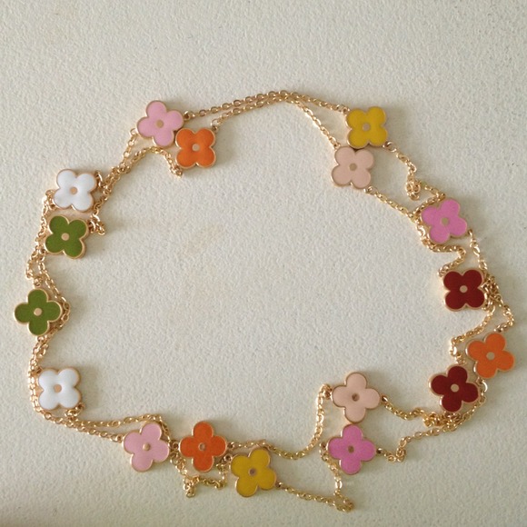 SOLD - Long Floral enamel necklace
