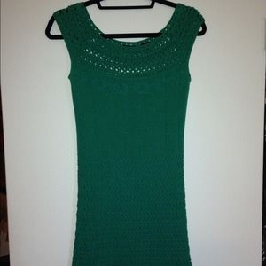 Form fitting Kelly green crochet dress!