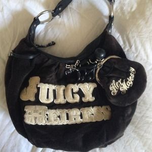 Auth juicy couture velour hobo bag  black