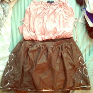 Gap army green skirt with sequins and beading