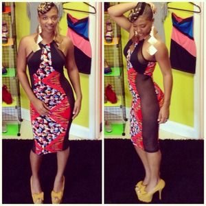 Sexy shear red black ,gold strap around the neck