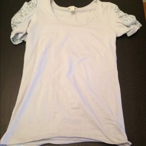 Baby blue lace shoulder top