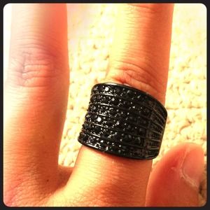 Black ring with black diamond accent