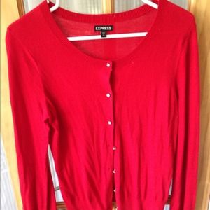 Express red cardigan with jewel buttons