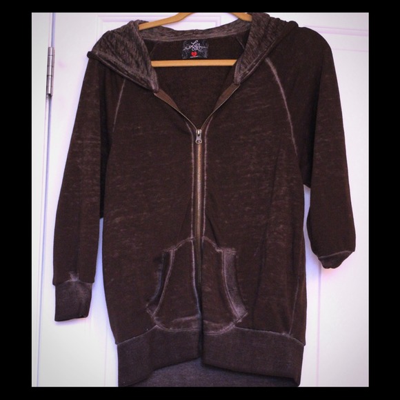 M Brown Hoodie 3/4 Sleeves