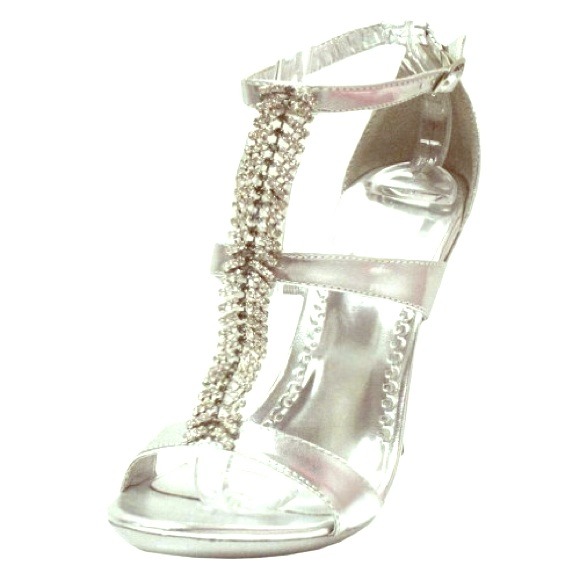 Size 7 Forever 21 Silver Rhinestone Trimmed Pump