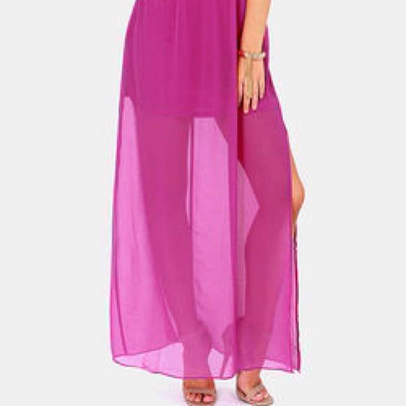 ❌Bundled❌ LuLu's || Magenta Open Back Maxi Dress - Picture 4 of 4