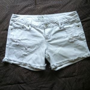 Pac Sun cut off distressed white shorts