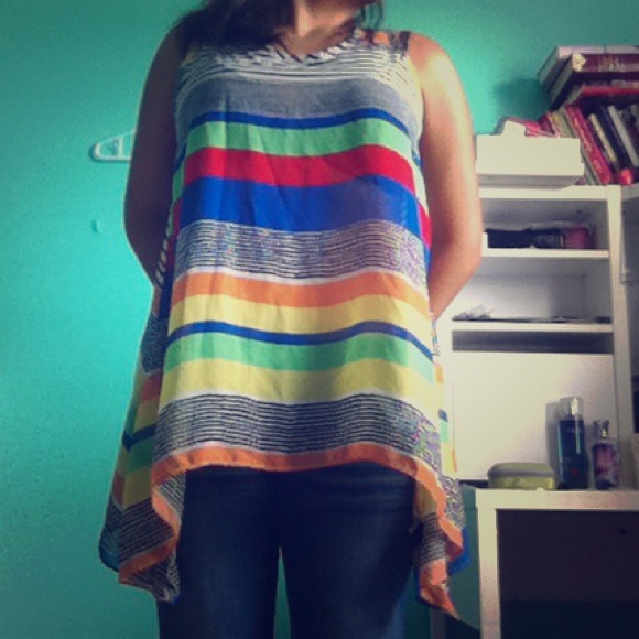 Striped, see through, puffy tank top.