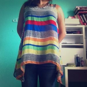 Striped, see through, puffy tank top.