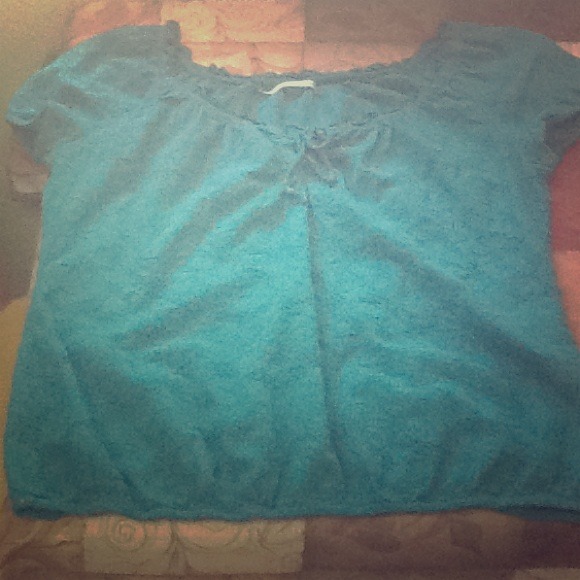 Teal Short Sleeve Boho Top