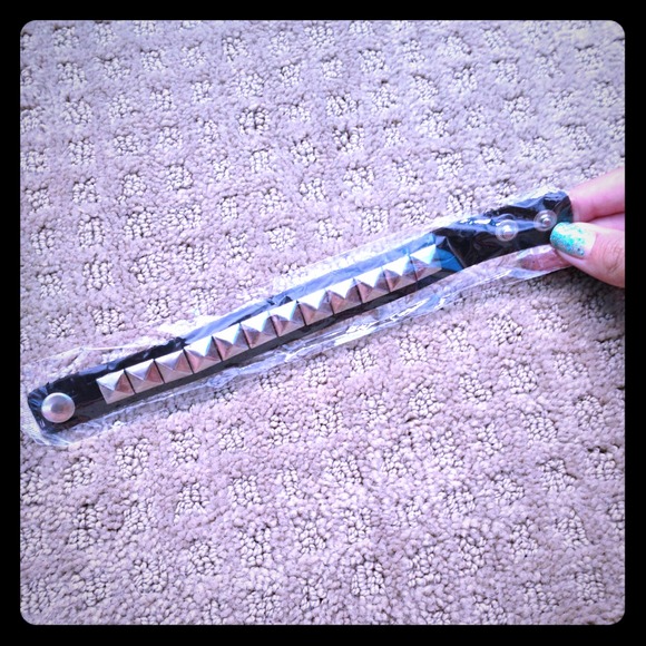 Unopened Leather Studded Bracelet