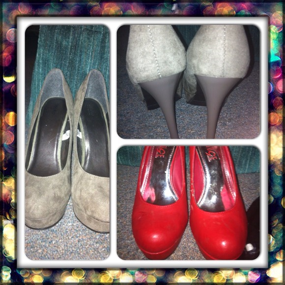 Stilletos one suade one red both size 7 1/2