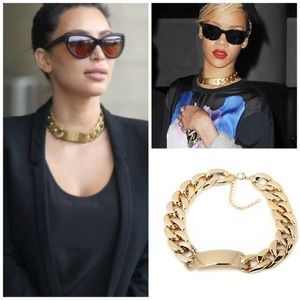 Chunky gold ID chocker necklace