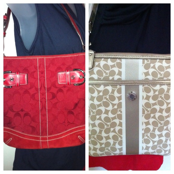 ❤️SOLD❤️ 2 Authentic Coach Purses Gold  & Red