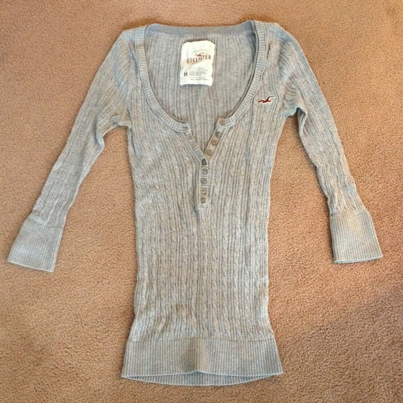 Grey Hollister Button-Up Sweater!