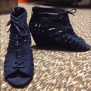 Black Gladiator Wedge Sandals