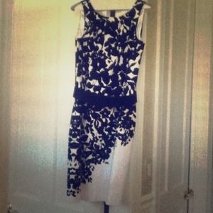 Black and white past knee length dress