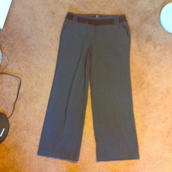 Gray and black suit pants