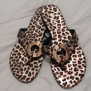 Cute leopard print flip flops