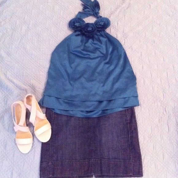 Jade Satin Floral Halter Blouse - Picture 1 of 2