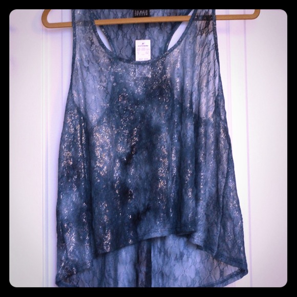 JOYCE LESLIE teal/gold tank