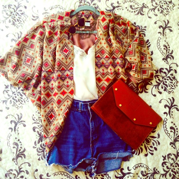 SOLD! Lovely tribal semi sheer layering blouse! M