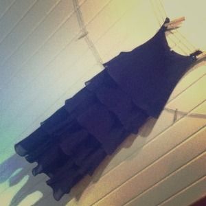 Purple New Year's Eve dress, cascading polyester.