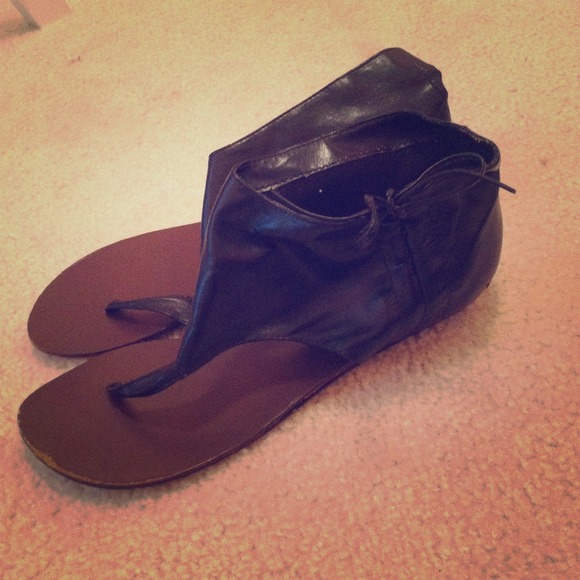 Black dollhouse leather ankle bootie bow sandals