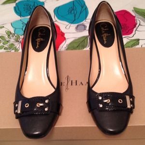 Cole Haan Black Heels with Gold Buckle