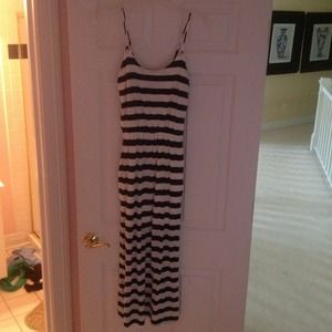 SOLD Maxi dress white and navy striped XS