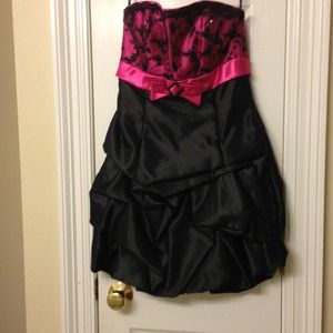 Fuschia and Black formal dress